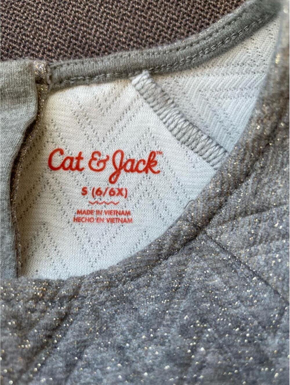 Cat & Jack Girls Gray Ruffle Dress Size 6 Long Sleeve Tiered Peplum Twirl Dress - Picture 4 of 5